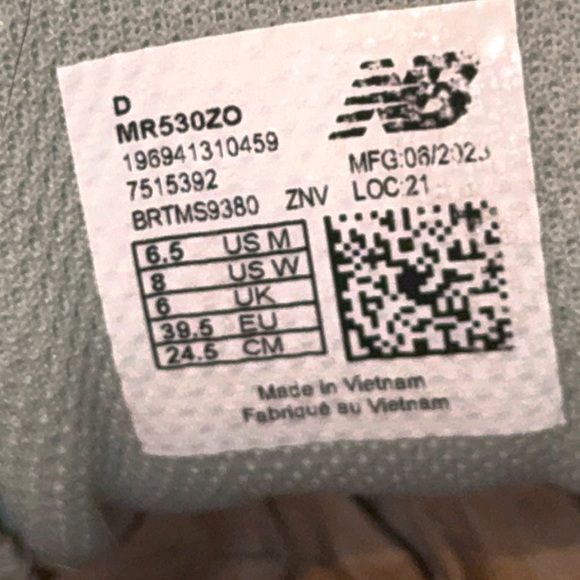 New Balance 530 in Sea Salt Cosmic Jade 2023 MR530ZO - Picture 8 of 12